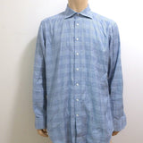 Etro Button Down Shirt Blue Prince of Wales Check Size 44 Long Sleeve - Celebrity Owned