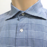 Etro Button Down Shirt Blue Prince of Wales Check Size 44 Long Sleeve - Celebrity Owned