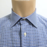 Etro Button Down Shirt Blue/White Houndstooth Size 44 - Celebrity Owned
