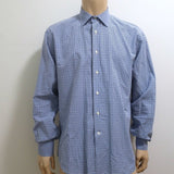 Etro Button Down Shirt Blue/White Houndstooth Size 44 - Celebrity Owned