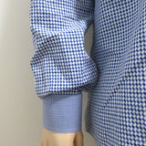 Etro Button Down Shirt Blue/White Houndstooth Size 44 - Celebrity Owned