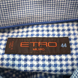 Etro Button Down Shirt Blue/White Houndstooth Size 44 - Celebrity Owned