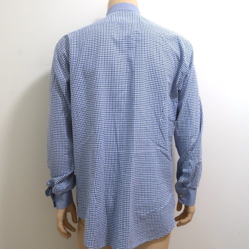 Etro Button Down Shirt Blue/White Houndstooth Size 44 - Celebrity Owned