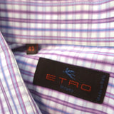 Etro Button Down Shirt Light Purple Checked Cotton Size 43 - Celebrity Owned