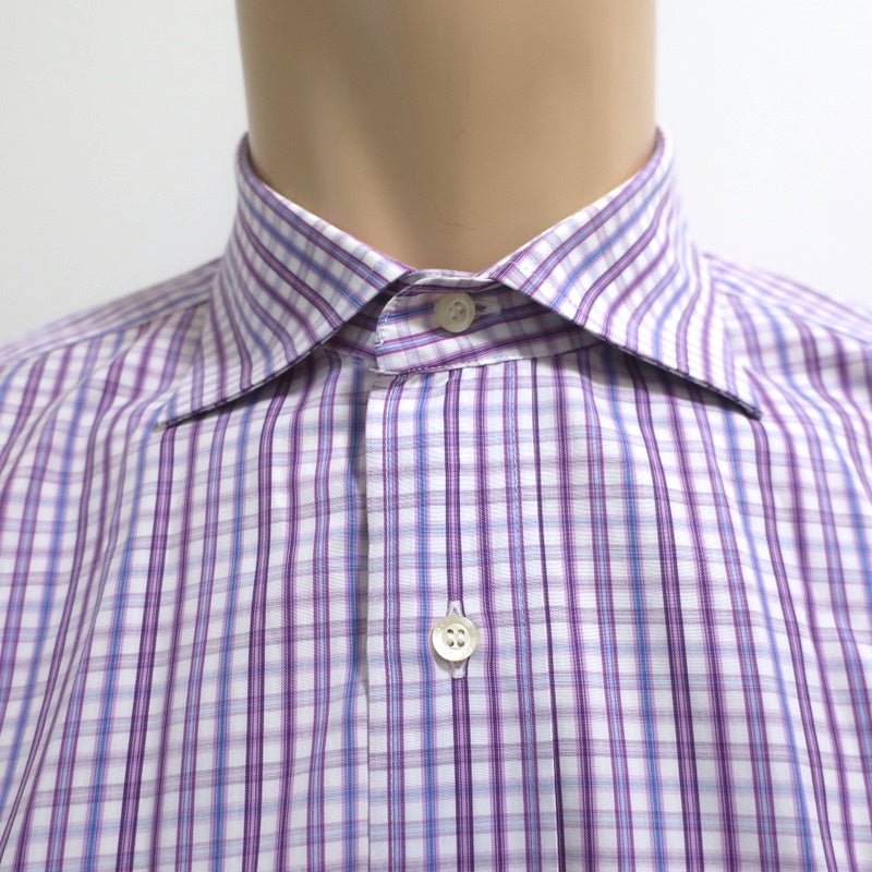 Etro Button Down Shirt Light Purple Checked Cotton Size 43 - Celebrity Owned