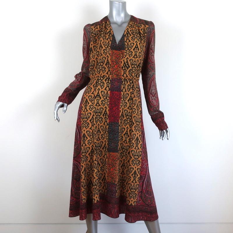 Etro Midi Dress Paisley Print Stretch Crepe Size 44 Long Sleeve V-Neck Celebrity Owned Etro Midi Dress Paisley Print Stretch Crepe Size 44 Long Sleeve V-Neck Celebrity Owned