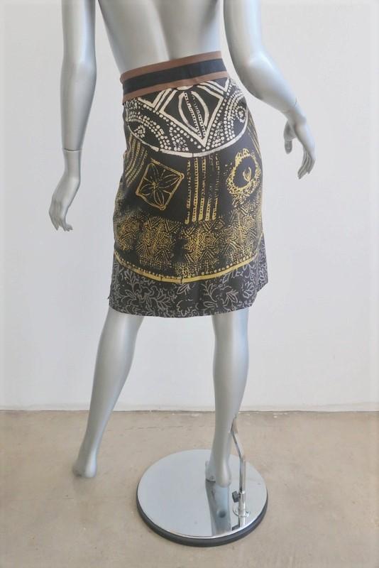 Etro Skirt Black Printed Silk Twill Size 42 - Celebrity Owned