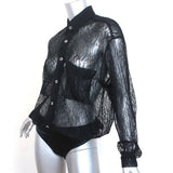Faith Connexion Lace Bodysuit Blouse Black Size Medium Long Sleeve Top NEW - Celebrity Owned