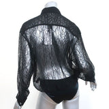 Faith Connexion Lace Bodysuit Blouse Black Size Medium Long Sleeve Top NEW - Celebrity Owned