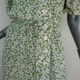 Faithfull The Brand Mini Wrap Dress Blanco Green/White Floral Print Size Medium - Celebrity Owned