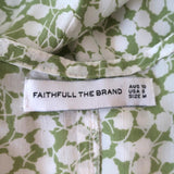 Faithfull The Brand Mini Wrap Dress Blanco Green/White Floral Print Size Medium - Celebrity Owned