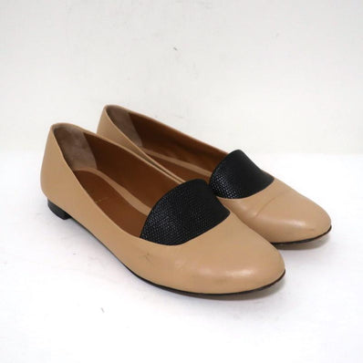 Fendi Ballet Flats Beige Leather & Black Lizard Size 38 - Celebrity Owned