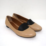 Fendi Ballet Flats Beige Leather & Black Lizard Size 38 - Celebrity Owned