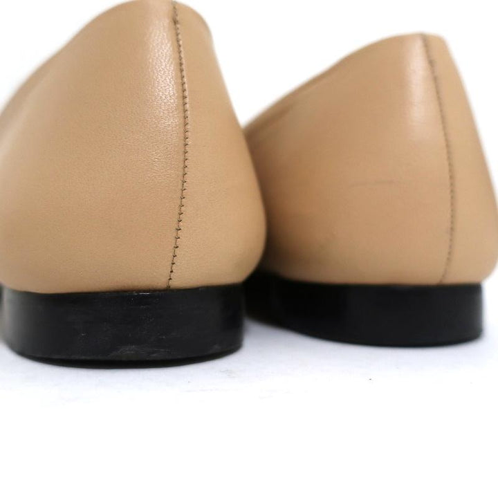Fendi Ballet Flats Beige Leather &amp; Black Lizard Size 38 - Celebrity Owned