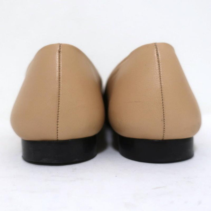 Fendi Ballet Flats Beige Leather &amp; Black Lizard Size 38 - Celebrity Owned