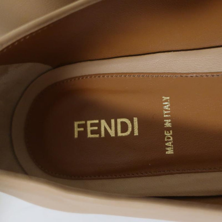 Fendi Ballet Flats Beige Leather &amp; Black Lizard Size 38 - Celebrity Owned