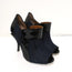 Fendi Booties Dark Denim & Black Patent Leather Size 36 Peep-Toe Heel