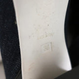 Fendi Booties Dark Denim & Black Patent Leather Size 36 Peep-Toe Heel - Celebrity Owned