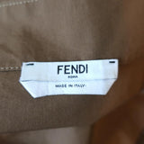 Fendi Cold Shoulder Top Olive Brown Cotton Size 40 Flutter Sleeve Blouse - Celebrity Owned