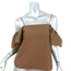Fendi Cold Shoulder Top Olive Brown Cotton Size 40 Flutter Sleeve Blouse