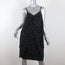 Fendi Dress Black Metallic-Flecked Draped Silk Size 40 Sleeveless V-Neck