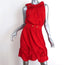 Fendi Dress Red Accordion Pleated Silk Size 40 Sleeveless Belted