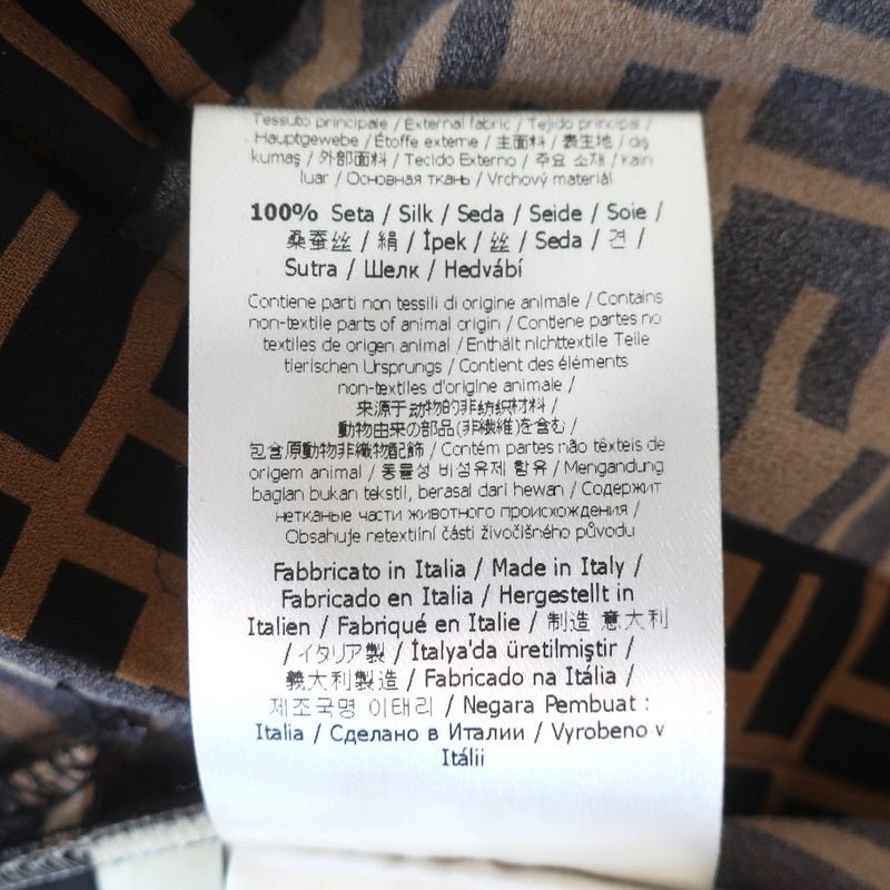Fendi FF Logo Print Pajama Trousers Brown/Black Silk Twill Size 44