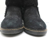Fendi Foldover Shearling Ankle Boots Black Suede Size 37.5 Flat Booties - Celebrity Owned