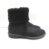 Fendi Foldover Shearling Ankle Boots Black Suede Size 37.5 Flat Booties - Celebrity Owned