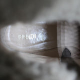 Fendi Foldover Shearling Ankle Boots Taupe Suede Size 37.5 Flat Booties - Celebrity Owned