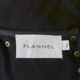 Flannel Dress Black Eyelet-Embroidered Studded Viscose Size 2 Sleeveless - Celebrity Owned