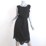 Flannel Dress Black Eyelet-Embroidered Studded Viscose Size 2 Sleeveless - Celebrity Owned