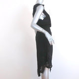 Flannel Dress Black Eyelet-Embroidered Studded Viscose Size 2 Sleeveless - Celebrity Owned
