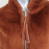 Flannel Faux Fur Bomber Jacket Brown Size 2 - Celebrity Owned