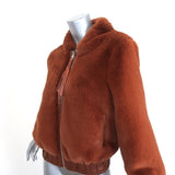 Flannel Faux Fur Bomber Jacket Brown Size 2 - Celebrity Owned