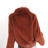 Flannel Faux Fur Bomber Jacket Brown Size 2 - Celebrity Owned