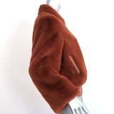 Flannel Faux Fur Bomber Jacket Brown Size 2 - Celebrity Owned