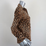 FRAME Blouse Cheetah Print Silk Size Extra Small Long Sleeve Button Down Top - Celebrity Owned