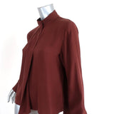 FRAME Blouse Rust Brown Silk Charmeuse Size Medium Long Sleeve Top - Celebrity Owned