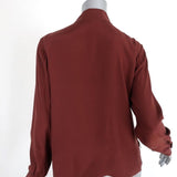 FRAME Blouse Rust Brown Silk Charmeuse Size Medium Long Sleeve Top - Celebrity Owned