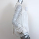 FRAME Blouse White/Silver Metallic Dot Smocked Gauze Size Small Long Sleeve Top - Celebrity Owned