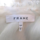 FRAME Blouse White/Silver Metallic Dot Smocked Gauze Size Small Long Sleeve Top - Celebrity Owned