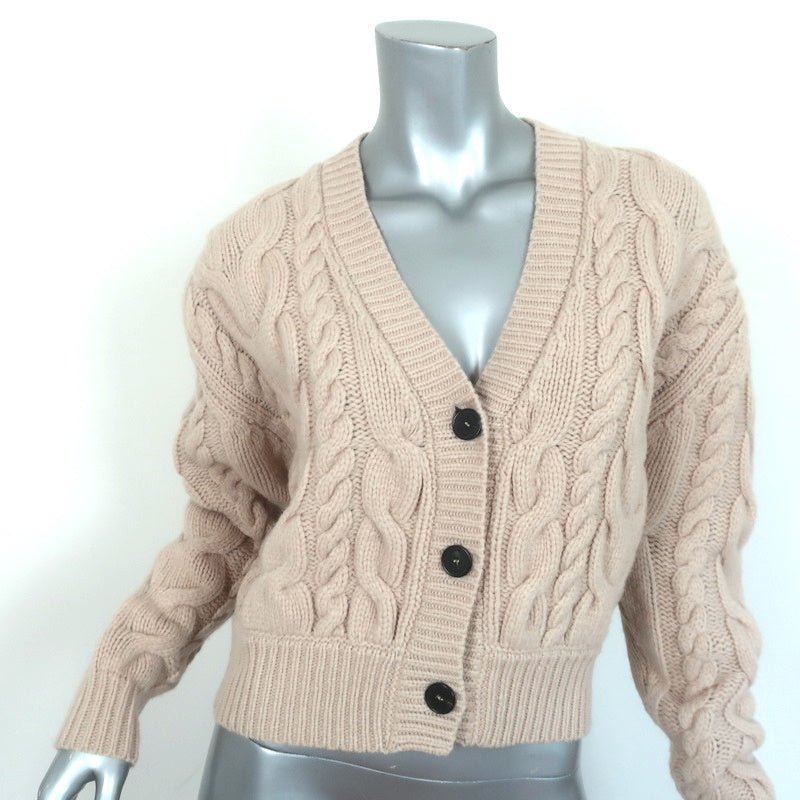 FRAME Cable Knit Cardigan Oatmeal Merino Wool Size Small Cropped