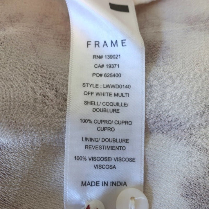 FRAME Mini Dress Off White Smocked Floral Print Chiffon Size Extra Small - Celebrity Owned