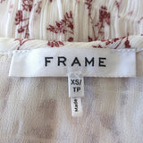 FRAME Mini Dress Off White Smocked Floral Print Chiffon Size Extra Small - Celebrity Owned