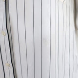 FRAME Pajama Shirt White & Navy Pinstripe Silk Size Small Long Sleeve Blouse - Celebrity Owned