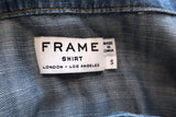 FRAME Shirt Lace-Up Blouse Hadley Chambray Denim Size Small Long Sleeve Top - Celebrity Owned