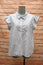 Frame Top White/Blue Striped Cotton Size Medium Flutter Sleeve Popover Shirt