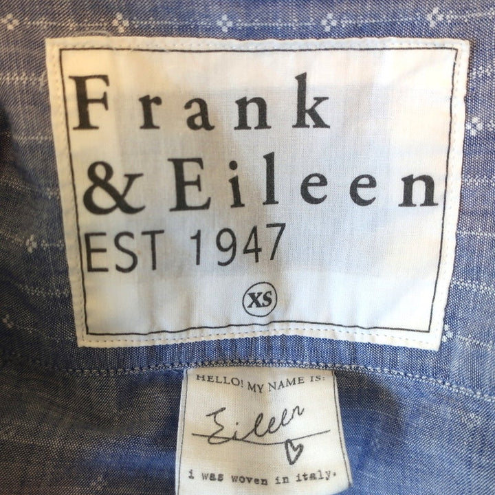 Frank &amp; Eileen Eileen Button-Up Shirt Blue Pinstripe Chambray Size Extra Small - Celebrity Owned