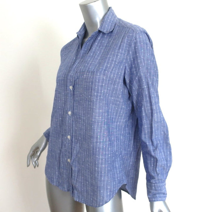 Frank &amp; Eileen Eileen Button-Up Shirt Blue Pinstripe Chambray Size Extra Small - Celebrity Owned